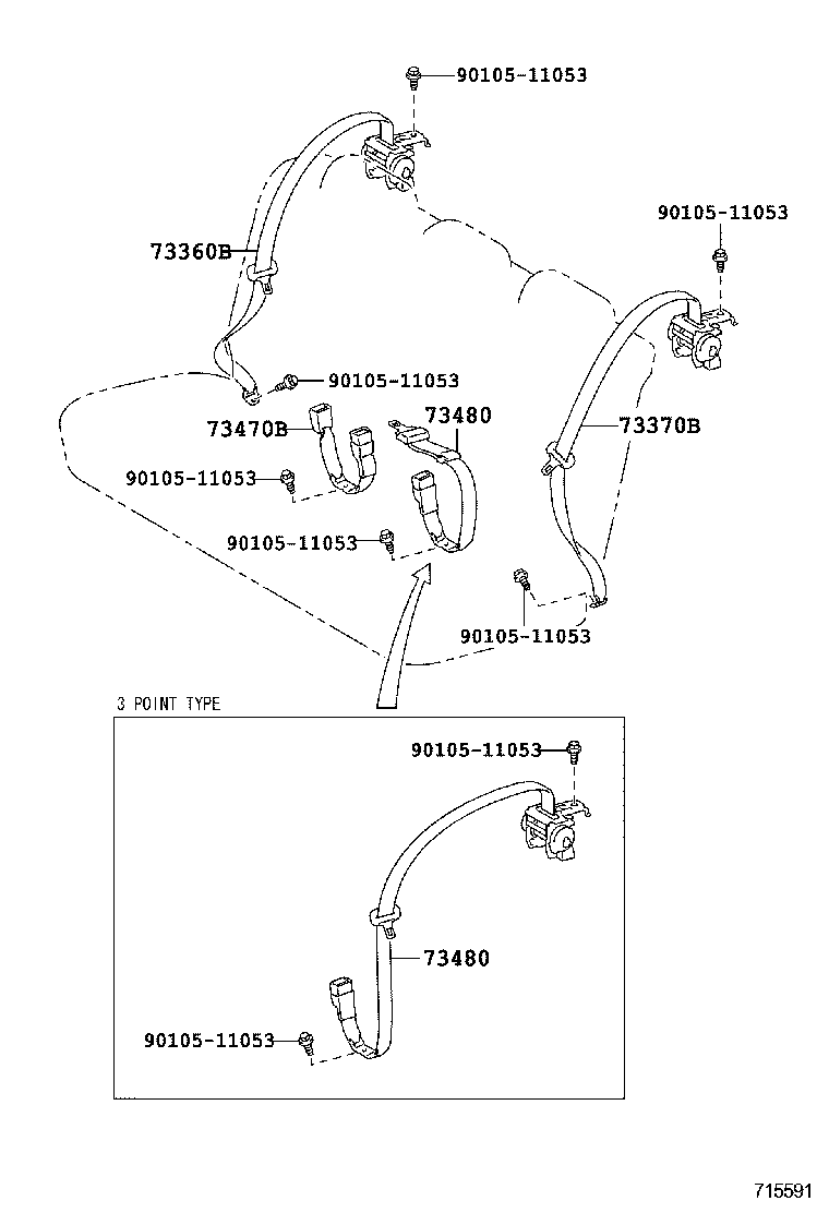73220-02402-B0 BELT ASSY, FRONT SEAT OUTER, LH product image