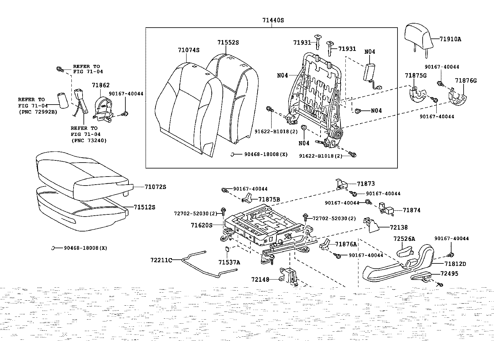 71512-0D080 PAD, FRONT SEAT CUSHION, LH (FOR SEPARATE TYPE) product image