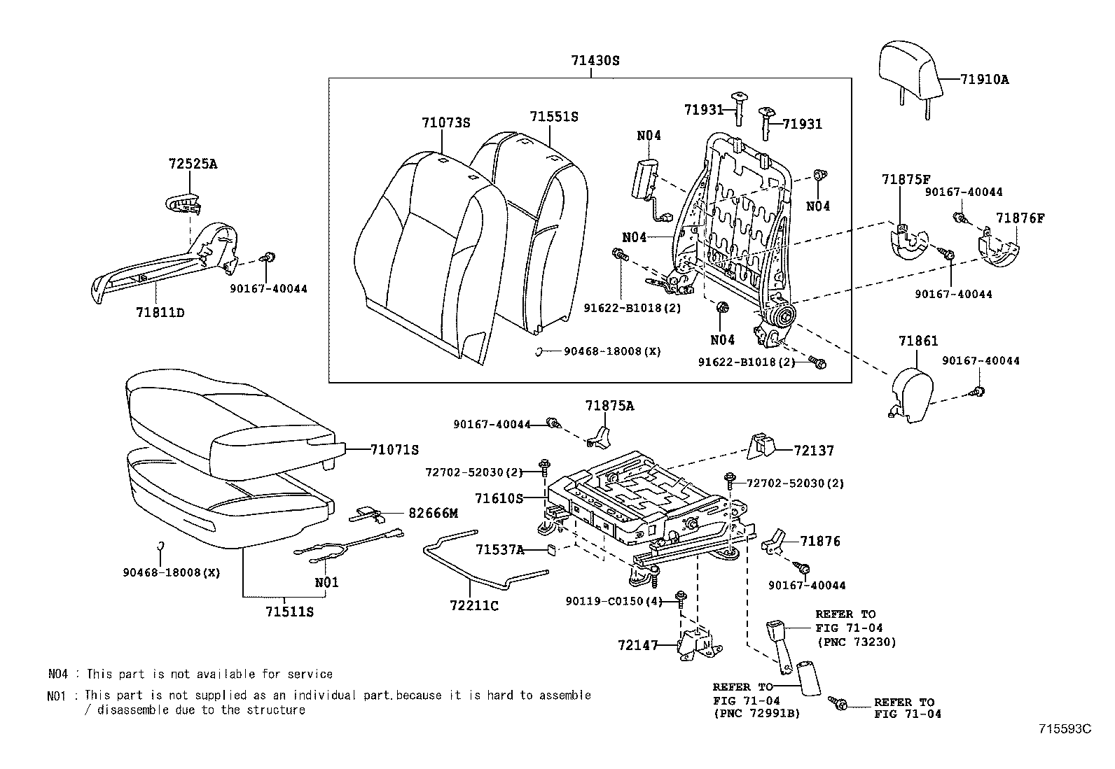 71512-0D080 PAD, FRONT SEAT CUSHION, LH (FOR SEPARATE TYPE) product image