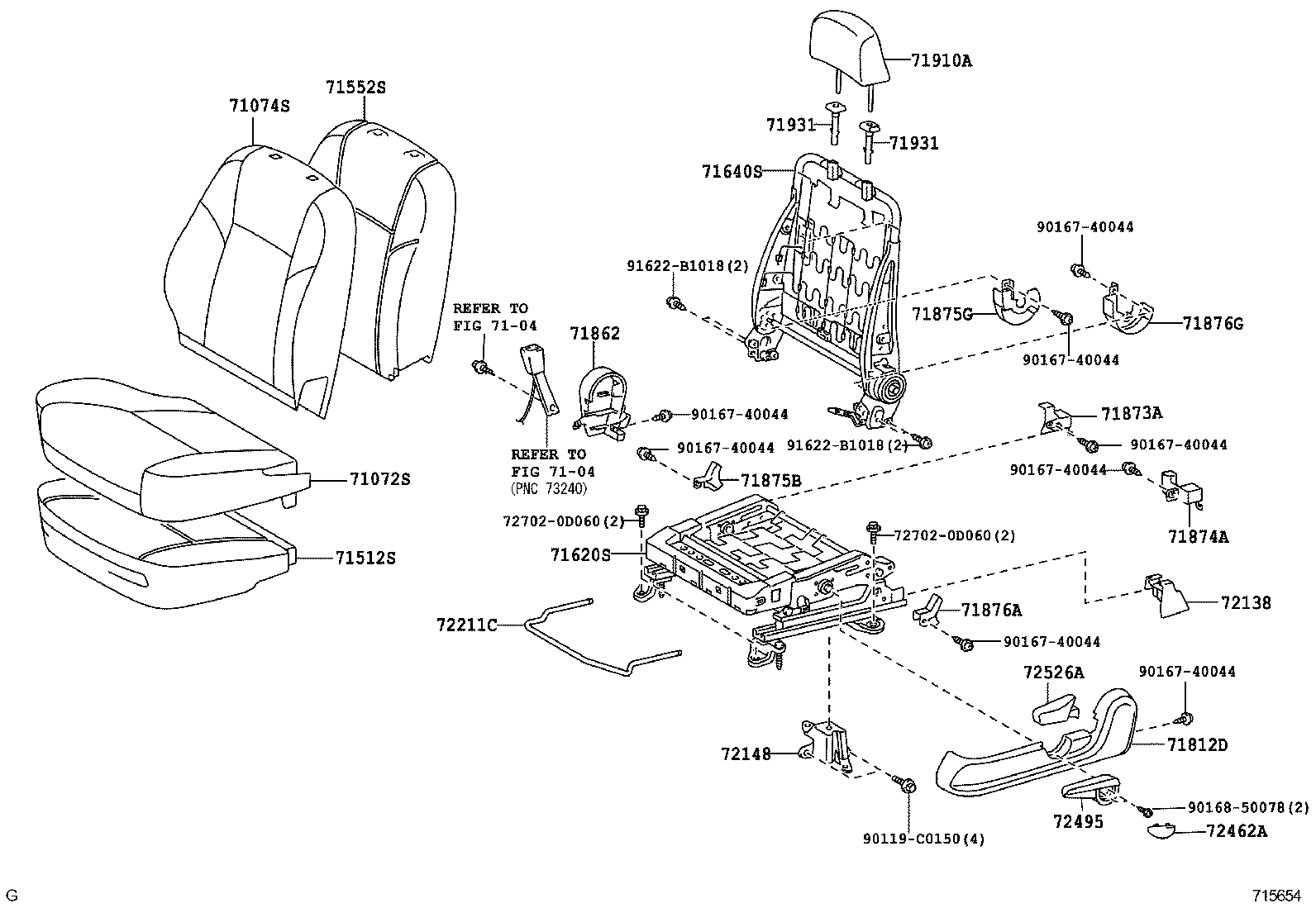 71501-0D010 PAD, FRONT SEAT CUSHION, RH(FOR SEPARATE TYPE) product image
