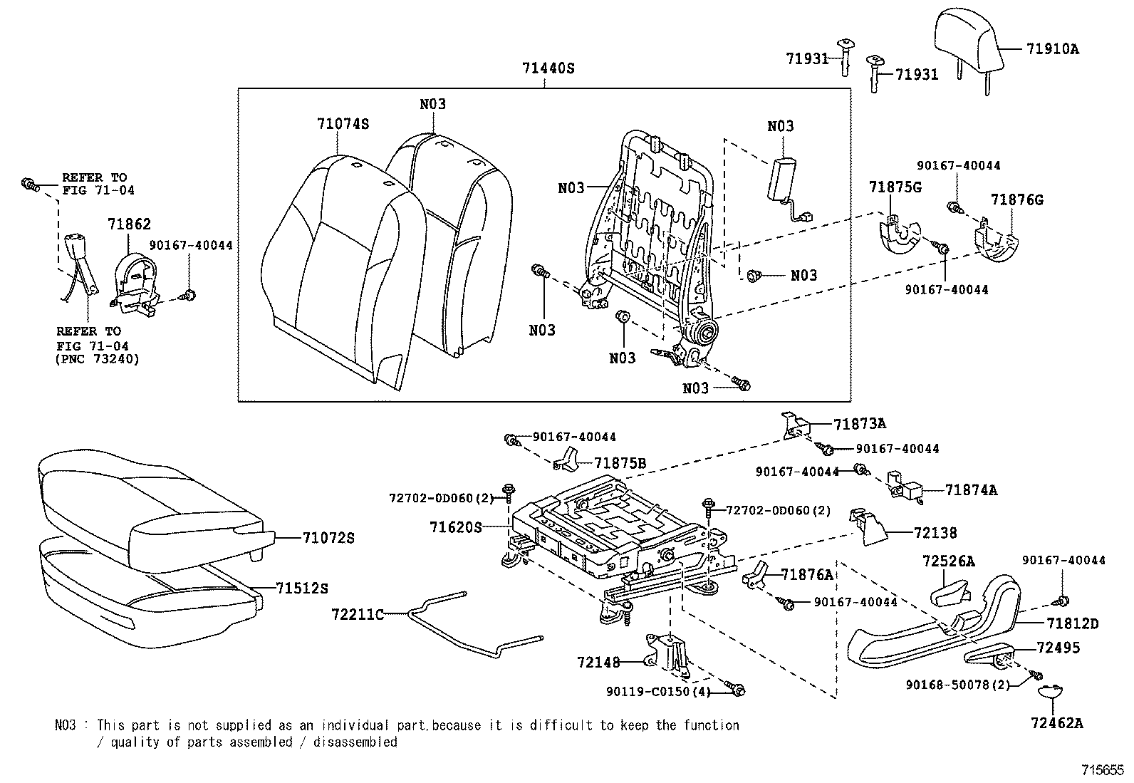 71501-0D010 PAD, FRONT SEAT CUSHION, RH(FOR SEPARATE TYPE) product image