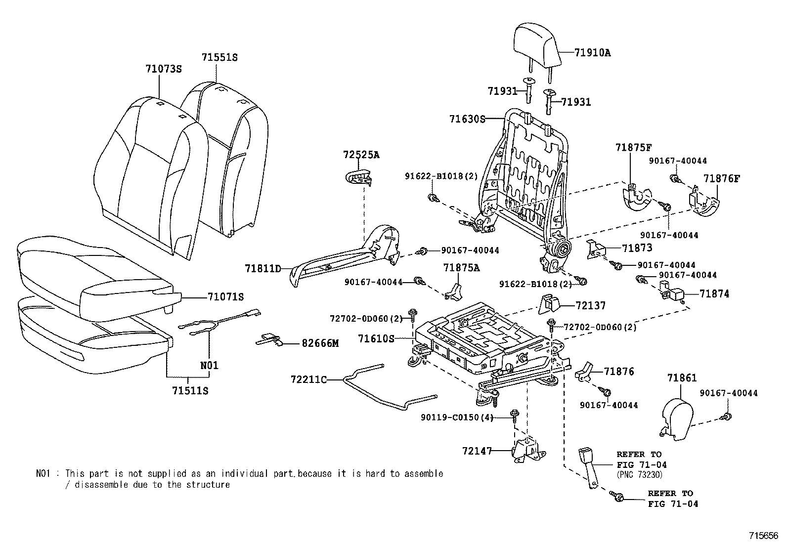 71501-0D010 PAD, FRONT SEAT CUSHION, RH(FOR SEPARATE TYPE) product image