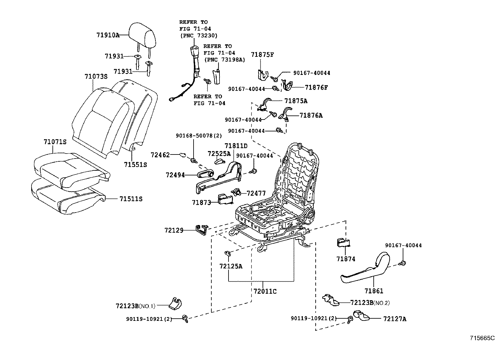 71052-68010 PAD, FRONT SEAT CUSHION, LH (FOR SEPARATE TYPE) product image