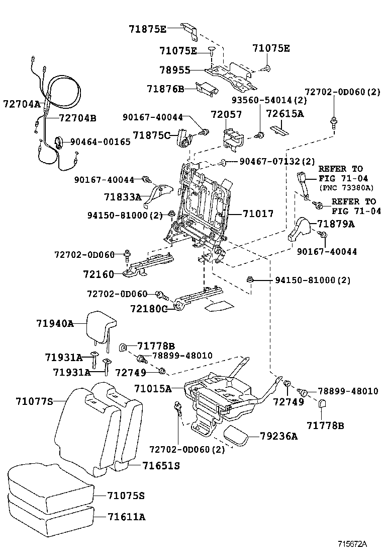 71016-0D040 FRAME SUB-ASSY, REAR SEAT CUSHION, LH product image