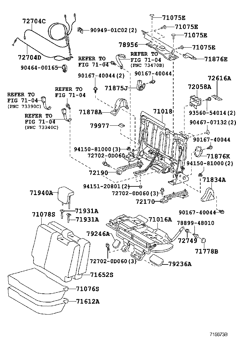 71016-0D040 FRAME SUB-ASSY, REAR SEAT CUSHION, LH product image