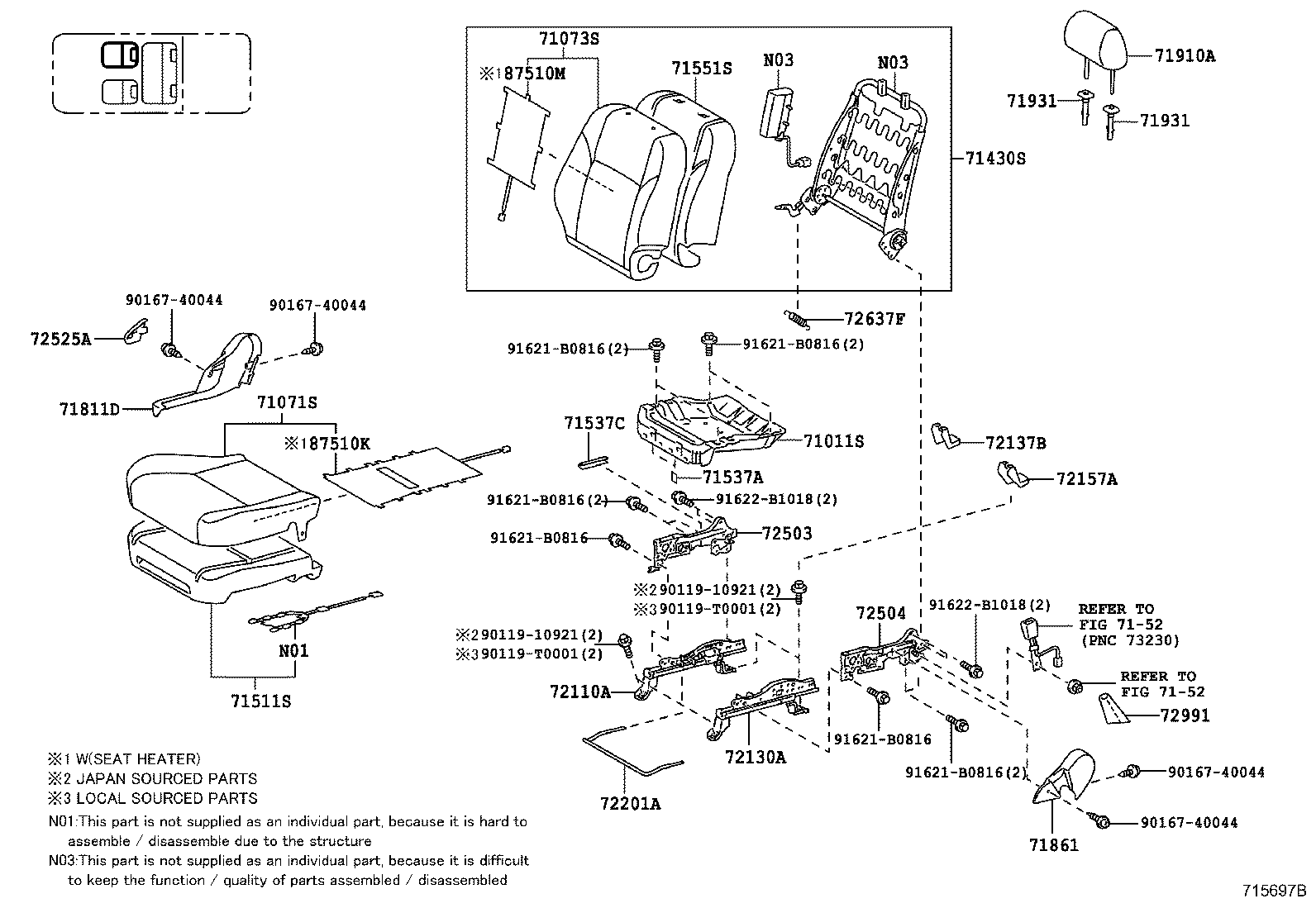 71071-0KB90-B0 COVER, FRONT SEAT CUSHION, RH(FOR SEPARATE TYPE) product image
