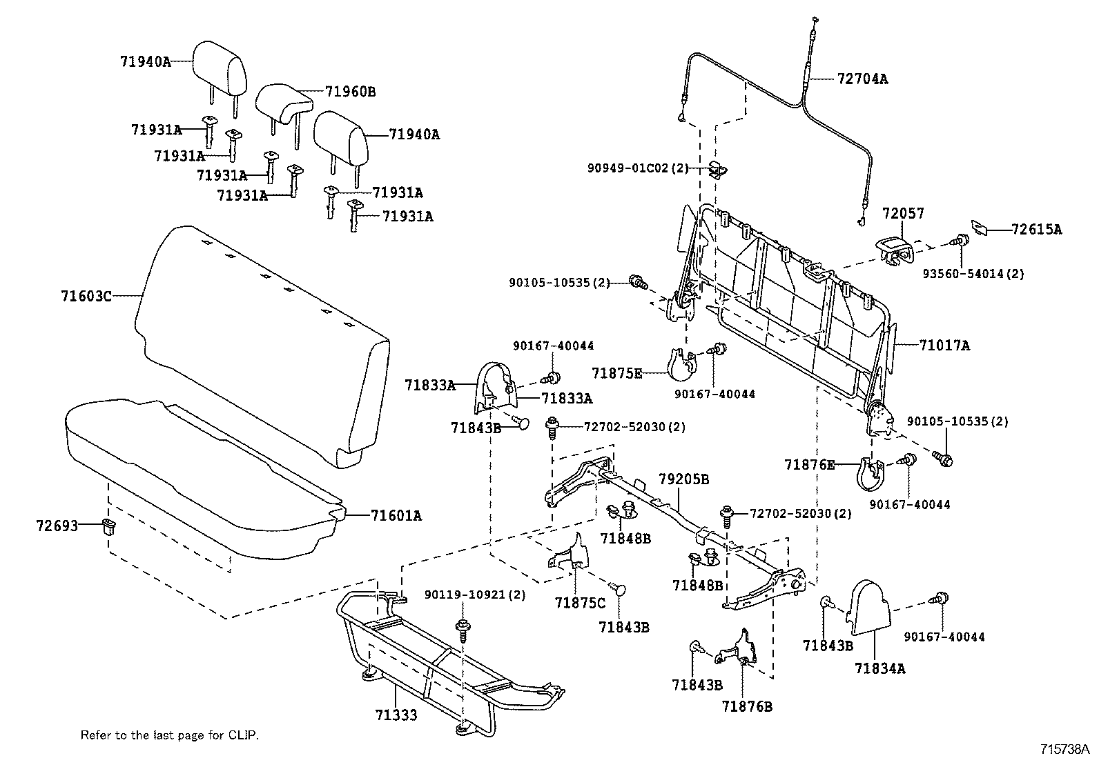 71017-52521 FRAME SUB-ASSY, REAR SEAT BACK, RH product image