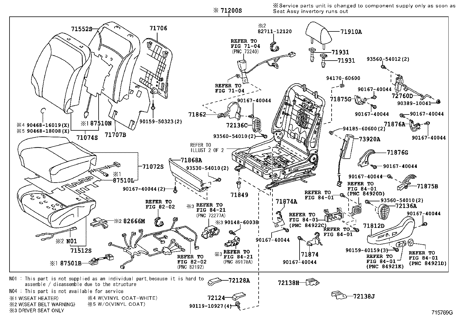 71502-53140 PAD, FRONT SEAT CUSHION, LH (FOR SEPARATE TYPE) product image