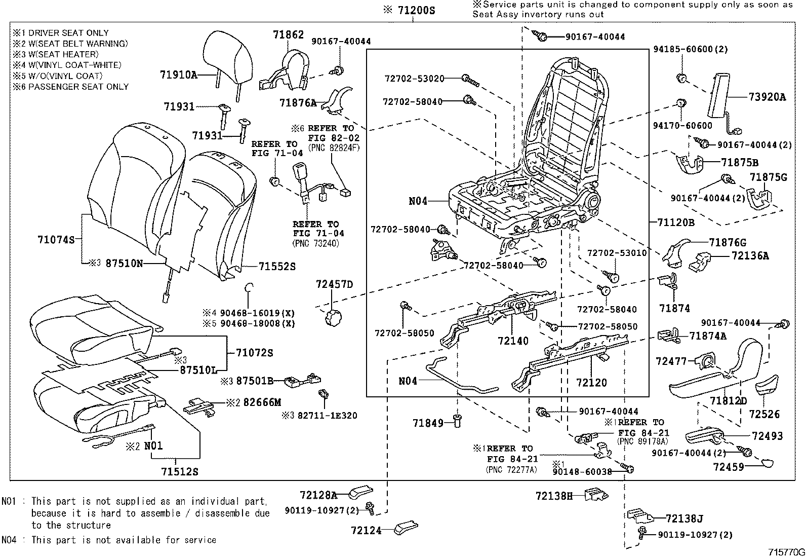 71502-53140 PAD, FRONT SEAT CUSHION, LH (FOR SEPARATE TYPE) product image