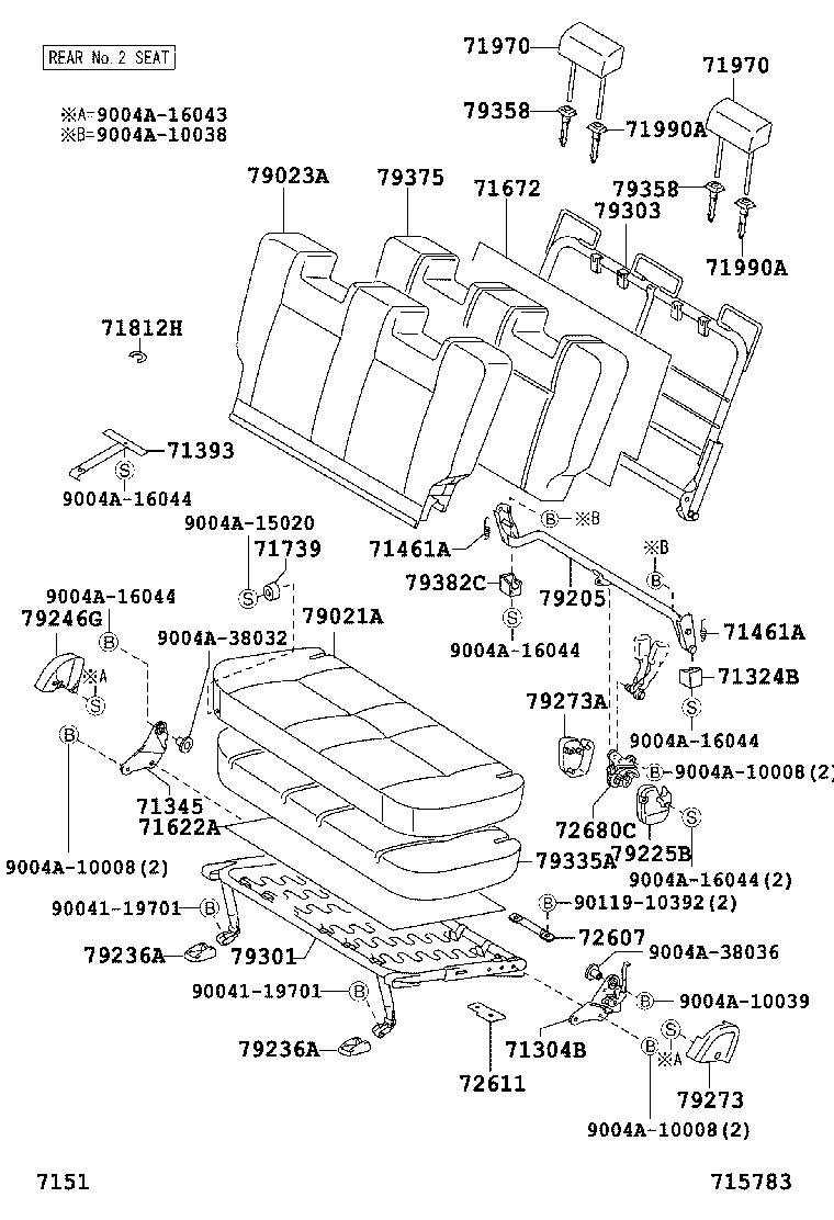 71015-BZ080 FRAME SUB-ASSY, REAR SEAT CUSHION, RH product image