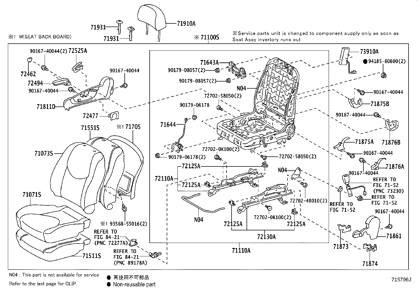 71017-42100 FRAME SUB-ASSY, REAR SEAT BACK, RH product image