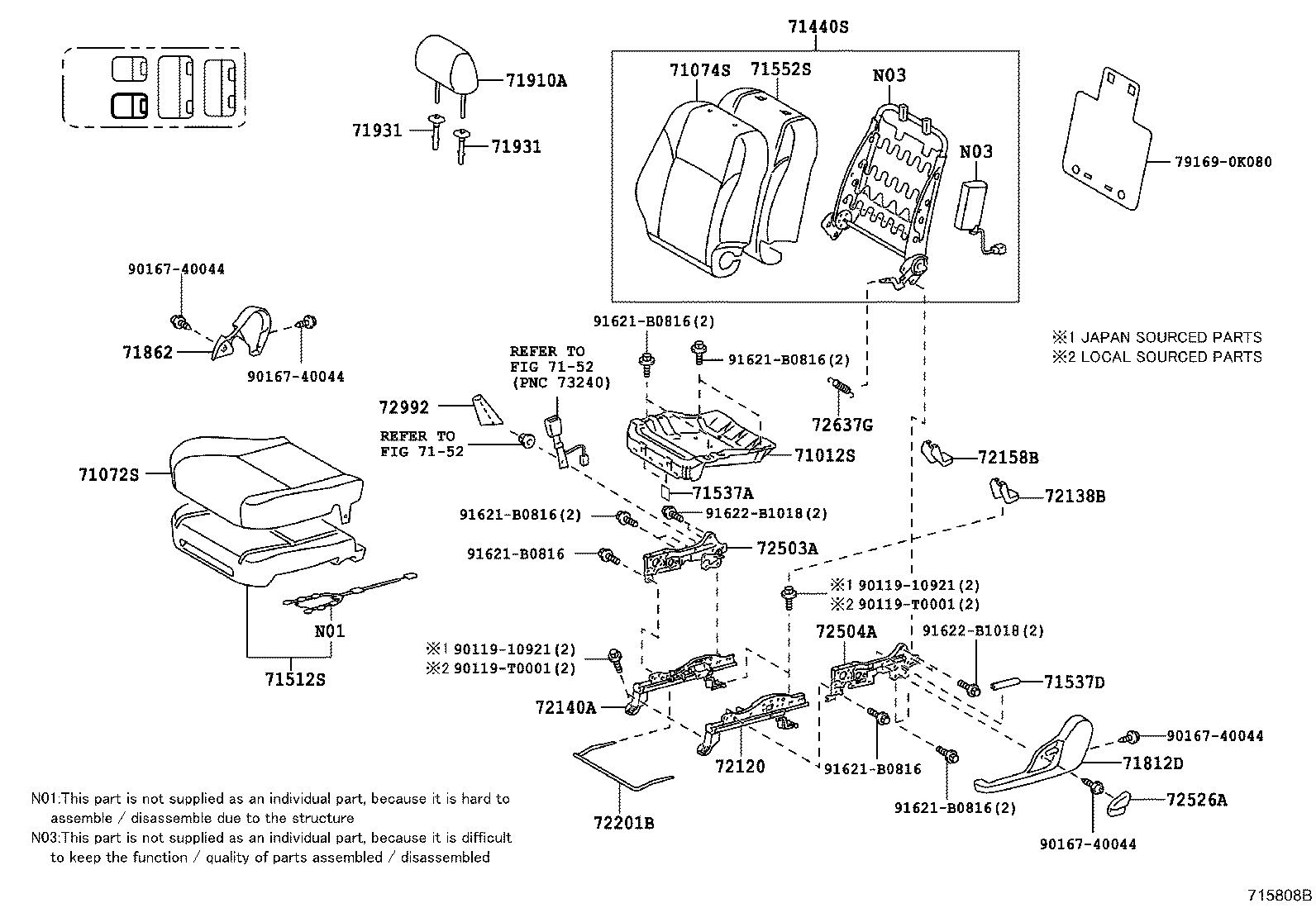 71051-0K030 PAD, FRONT SEAT CUSHION, RH(FOR SEPARATE TYPE) product image