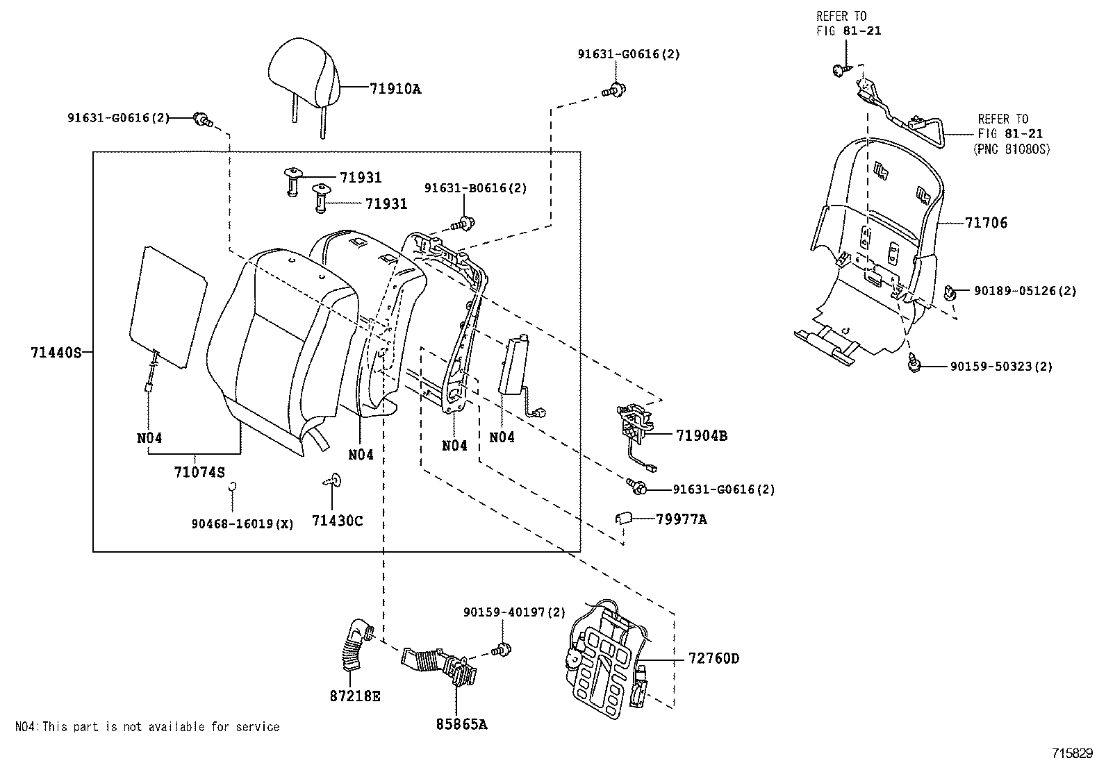 71511-50201 PAD, FRONT SEAT CUSHION, RH(FOR SEPARATE TYPE) product image