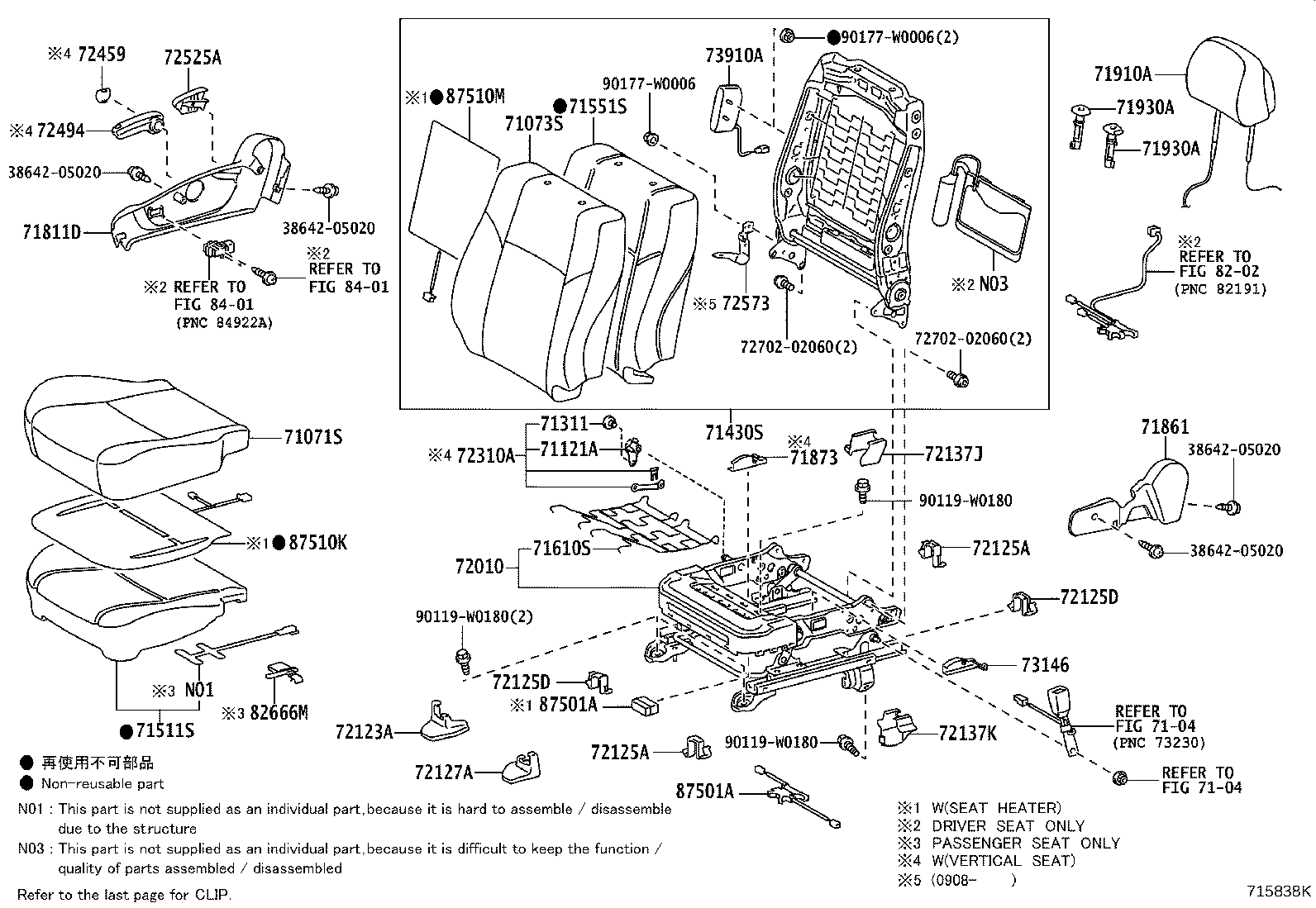 71501-05080 PAD, FRONT SEAT CUSHION, RH(FOR SEPARATE TYPE) product image