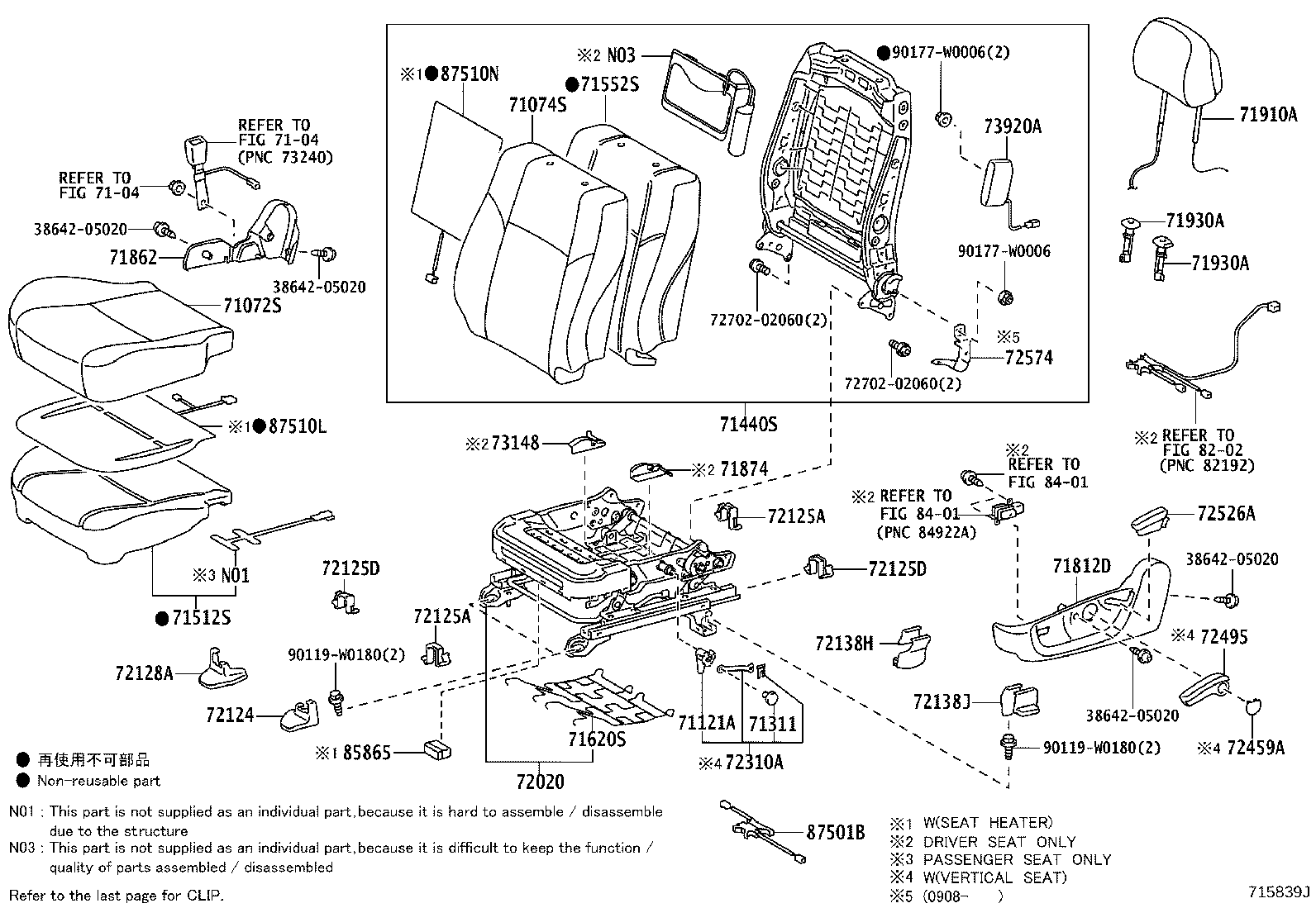 71501-05080 PAD, FRONT SEAT CUSHION, RH(FOR SEPARATE TYPE) product image