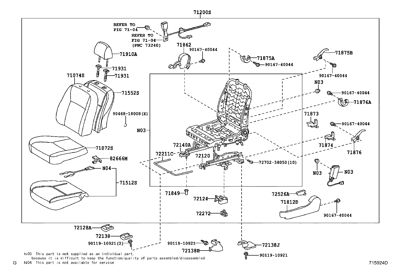 71052-12080 PAD, FRONT SEAT CUSHION, LH (FOR SEPARATE TYPE) product image