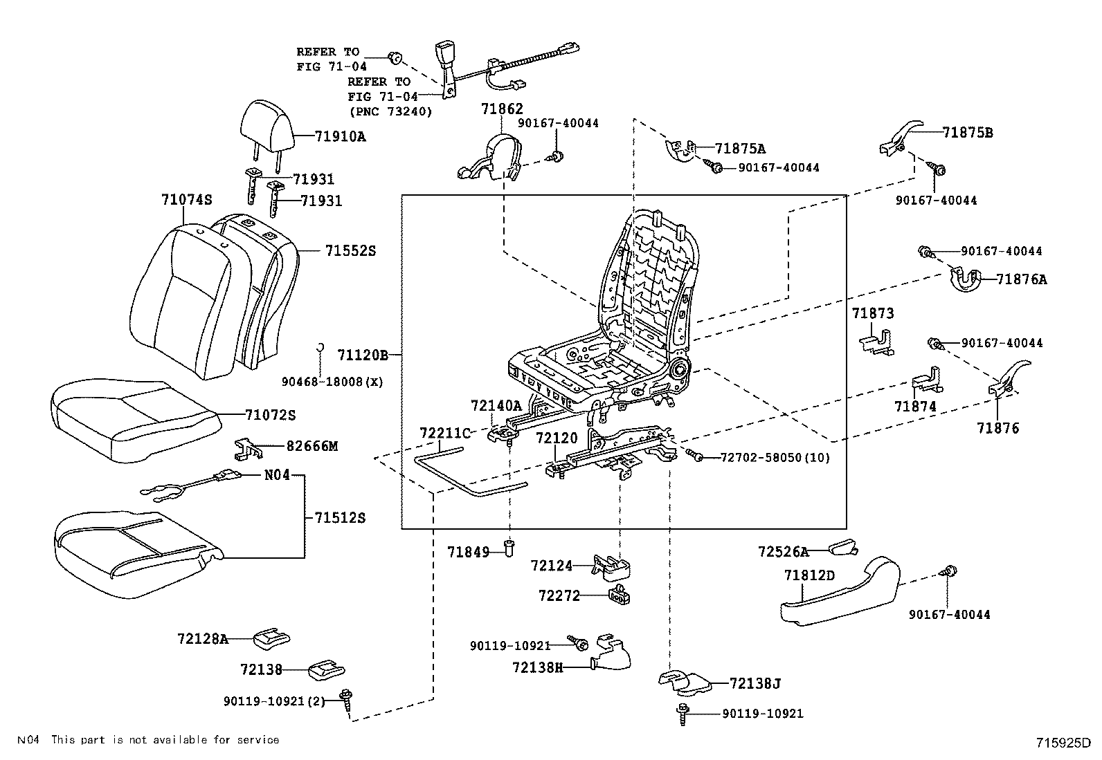 71052-12080 PAD, FRONT SEAT CUSHION, LH (FOR SEPARATE TYPE) product image