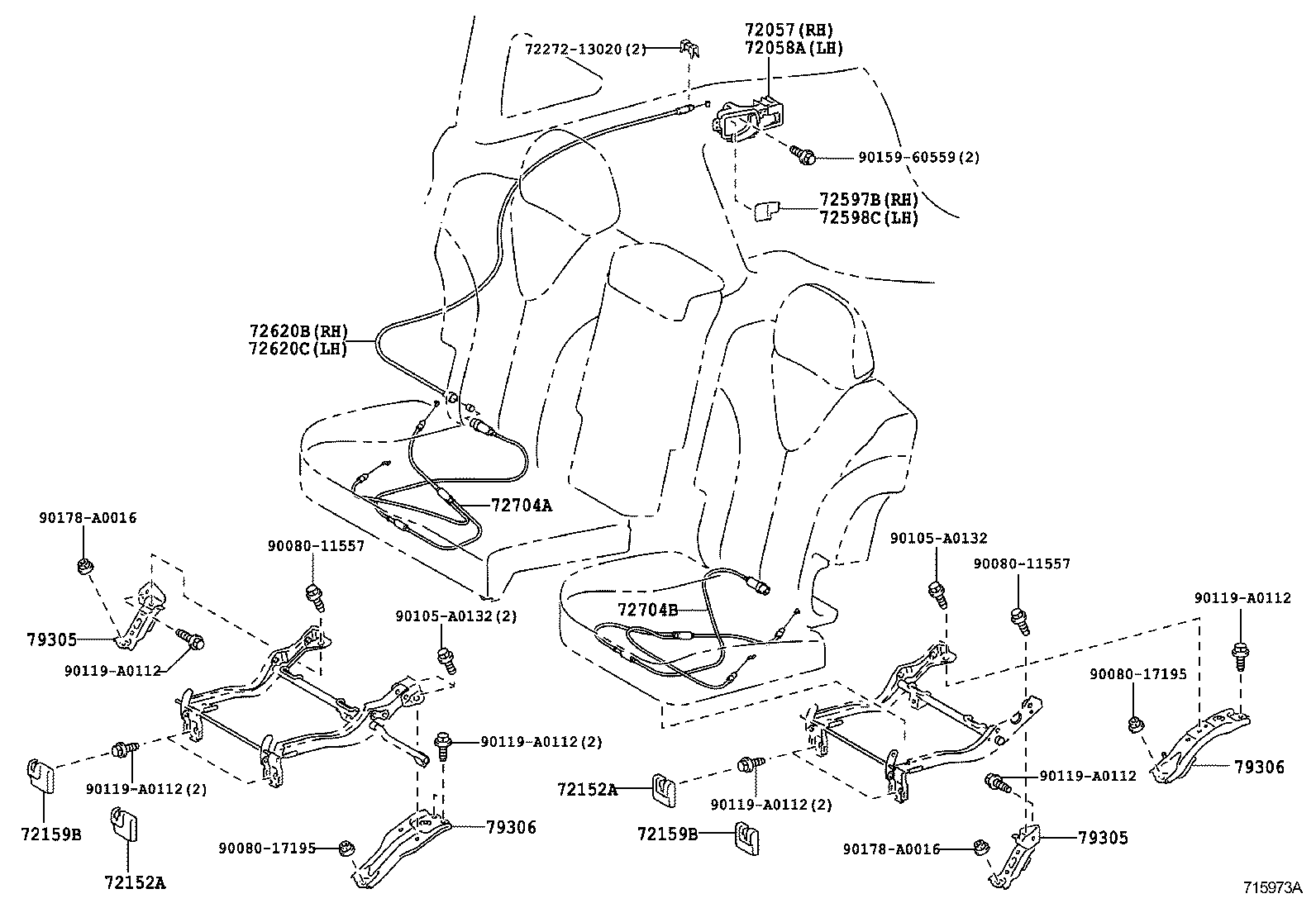 71307-0T010 BRACKET SUB-ASSY, REAR SEAT CUSHION SUPPORT, LH product image