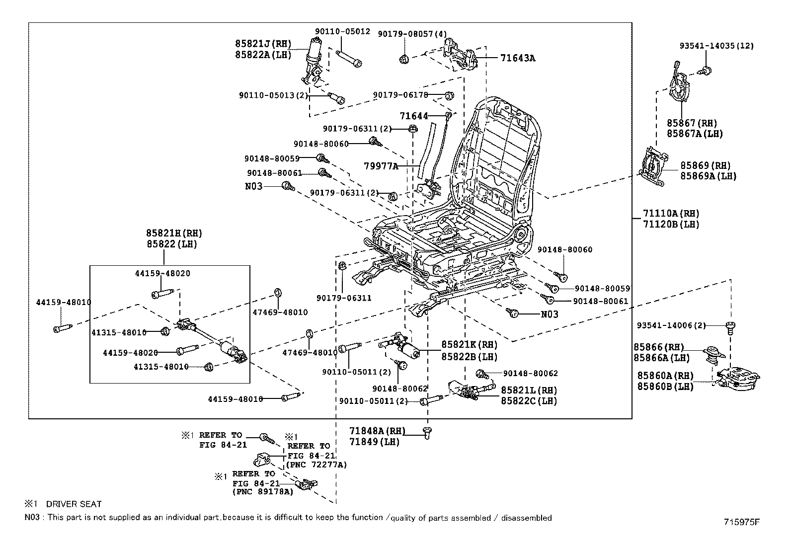 71502-48010 PAD, FRONT SEAT CUSHION, LH (FOR SEPARATE TYPE) product image