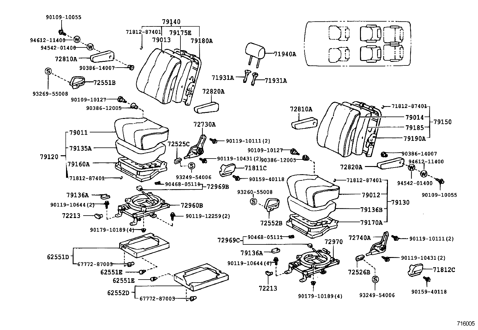 71309-28060 LEG SUB-ASSY, REAR SEAT CUSHION product image
