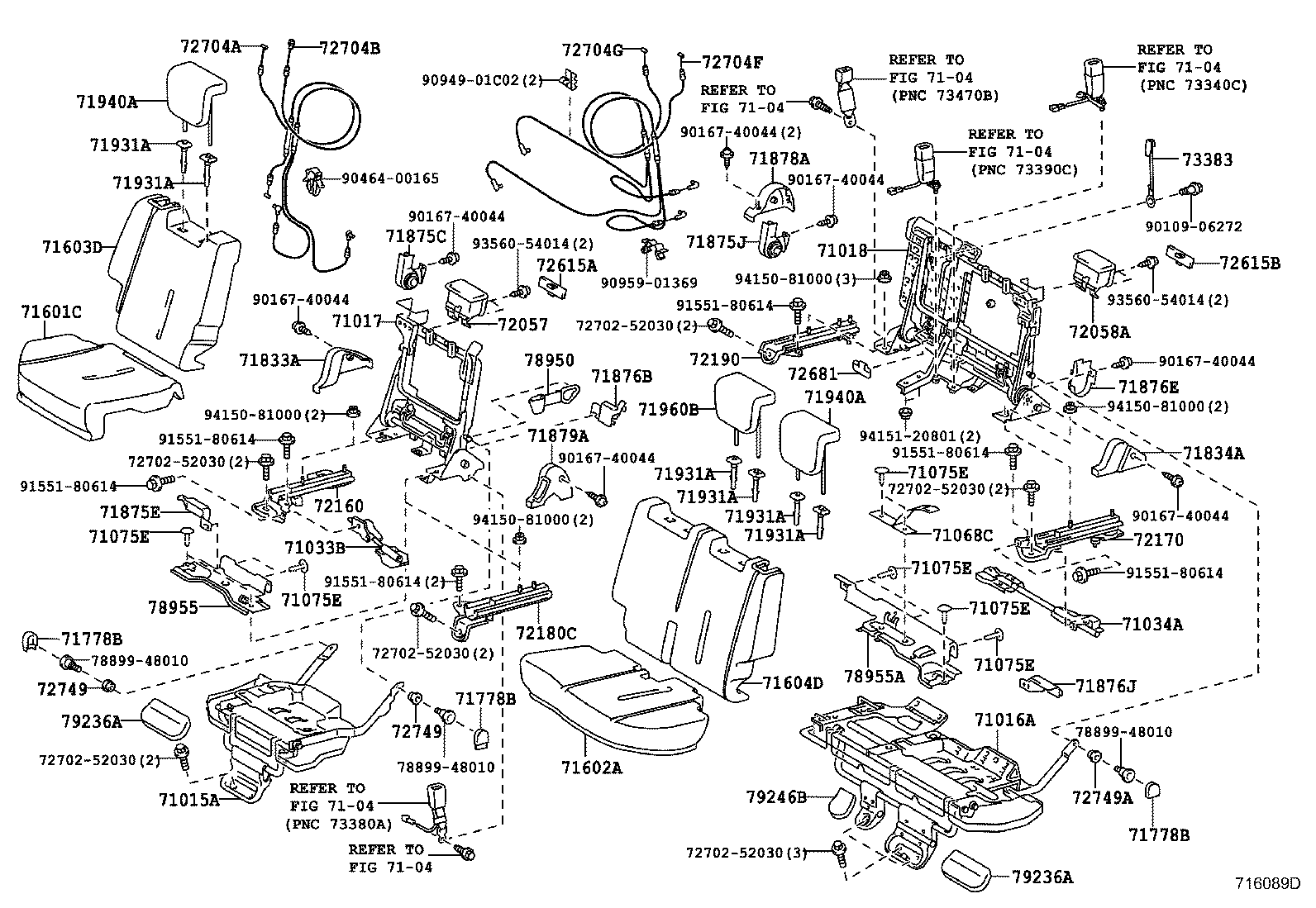 71016-52140 FRAME SUB-ASSY, REAR SEAT CUSHION, LH product image