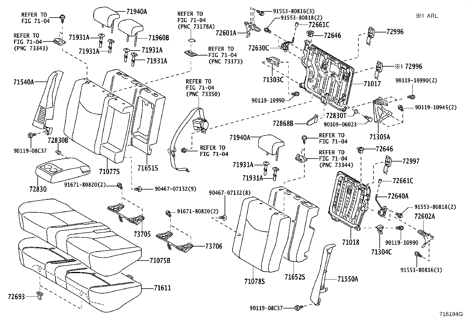 71017-47110 FRAME SUB-ASSY, REAR SEAT BACK, RH product image
