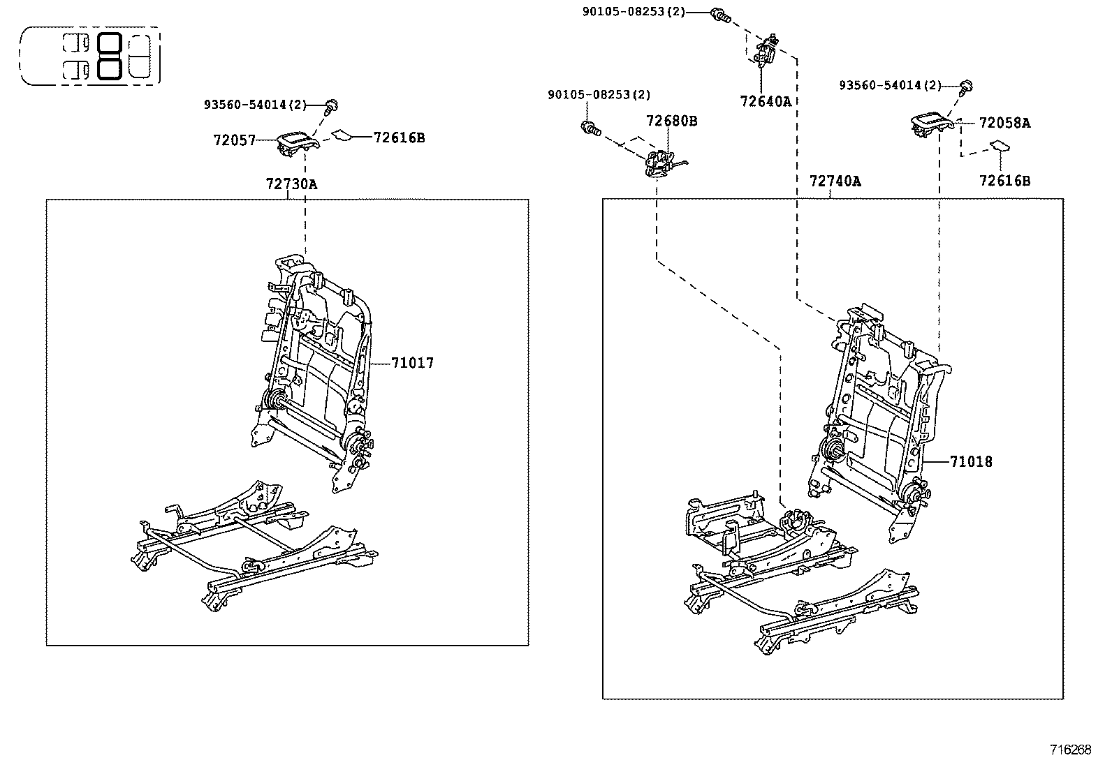 71017-0E030 FRAME SUB-ASSY, REAR SEAT BACK, RH product image