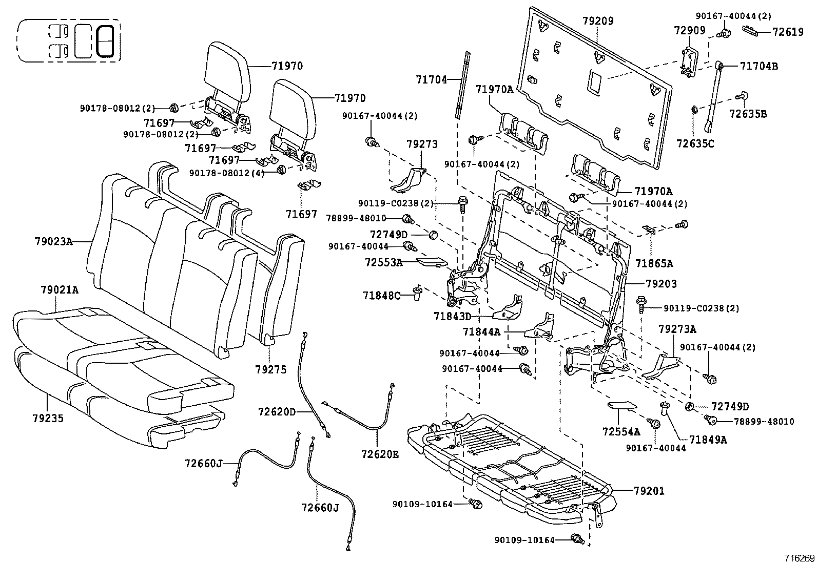 71017-0E030 FRAME SUB-ASSY, REAR SEAT BACK, RH product image