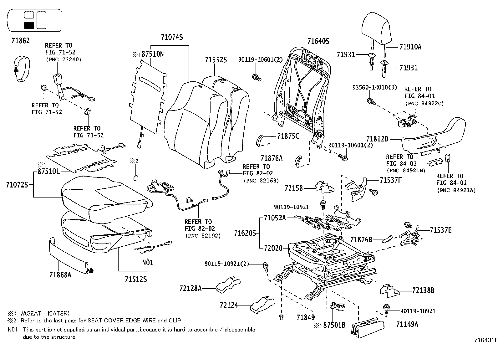 71461-60040 SPRING, REAR SEAT CUSHION product image