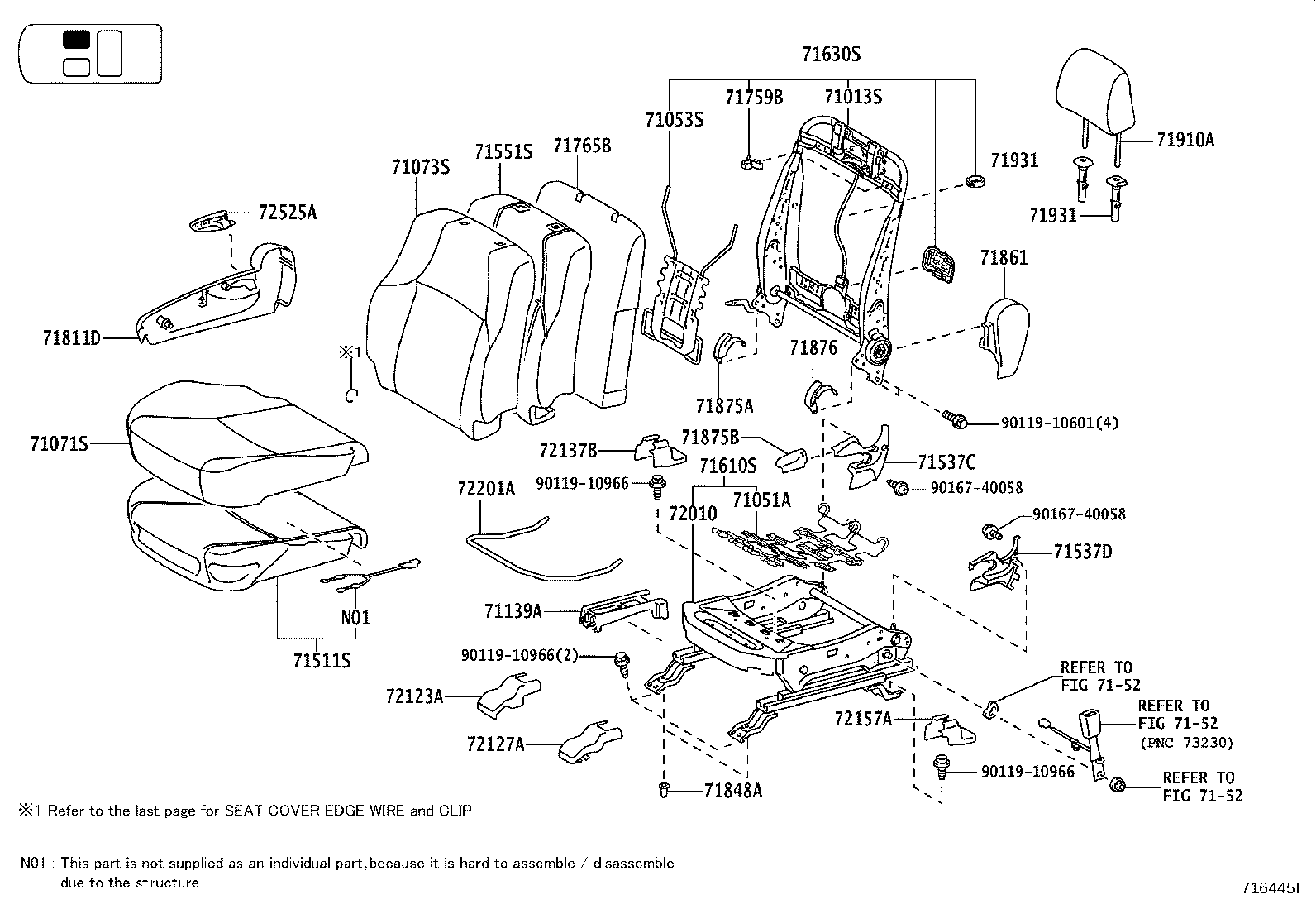 71502-60430 PAD, FRONT SEAT CUSHION, LH (FOR SEPARATE TYPE) product image