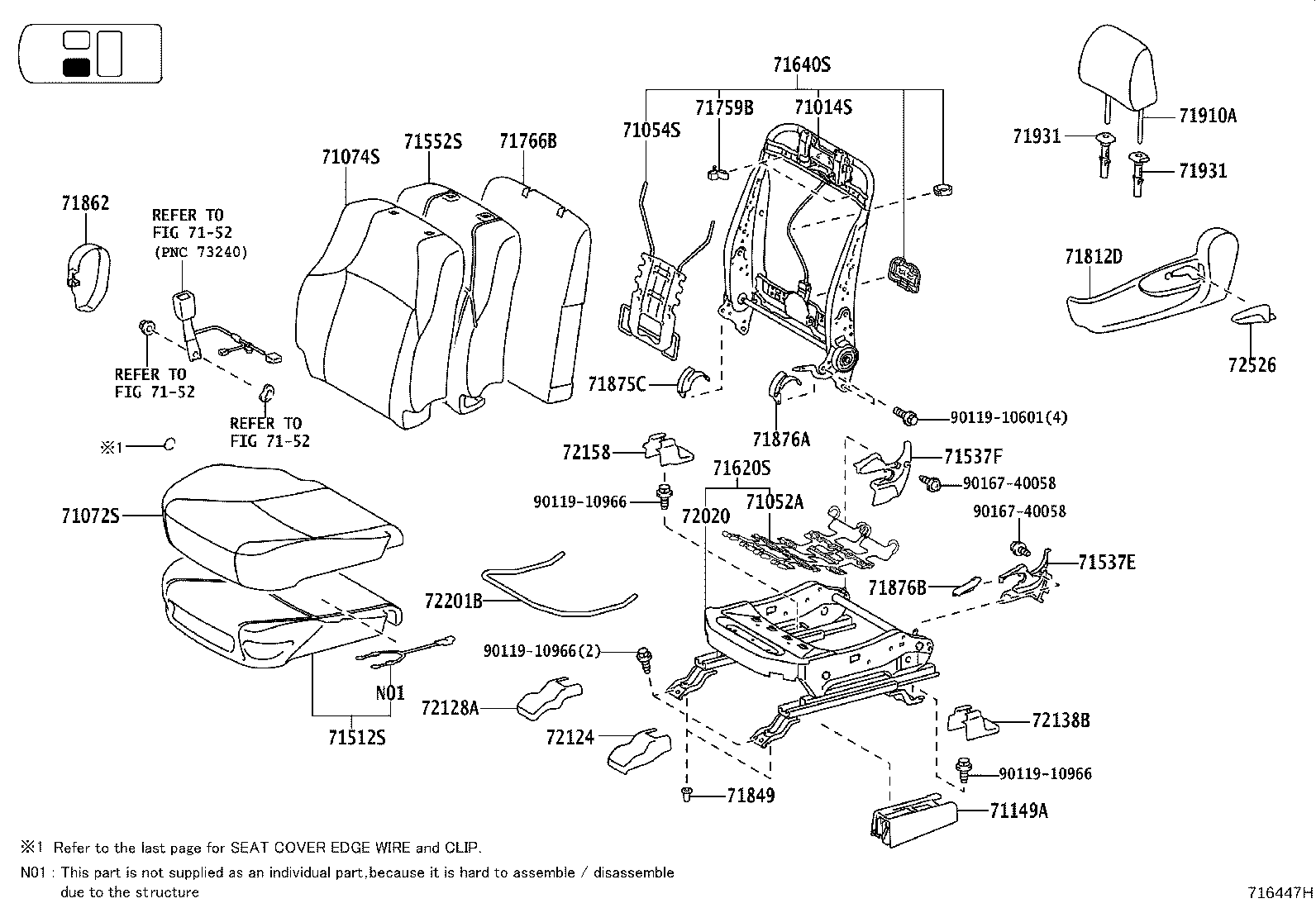 71502-60430 PAD, FRONT SEAT CUSHION, LH (FOR SEPARATE TYPE) product image