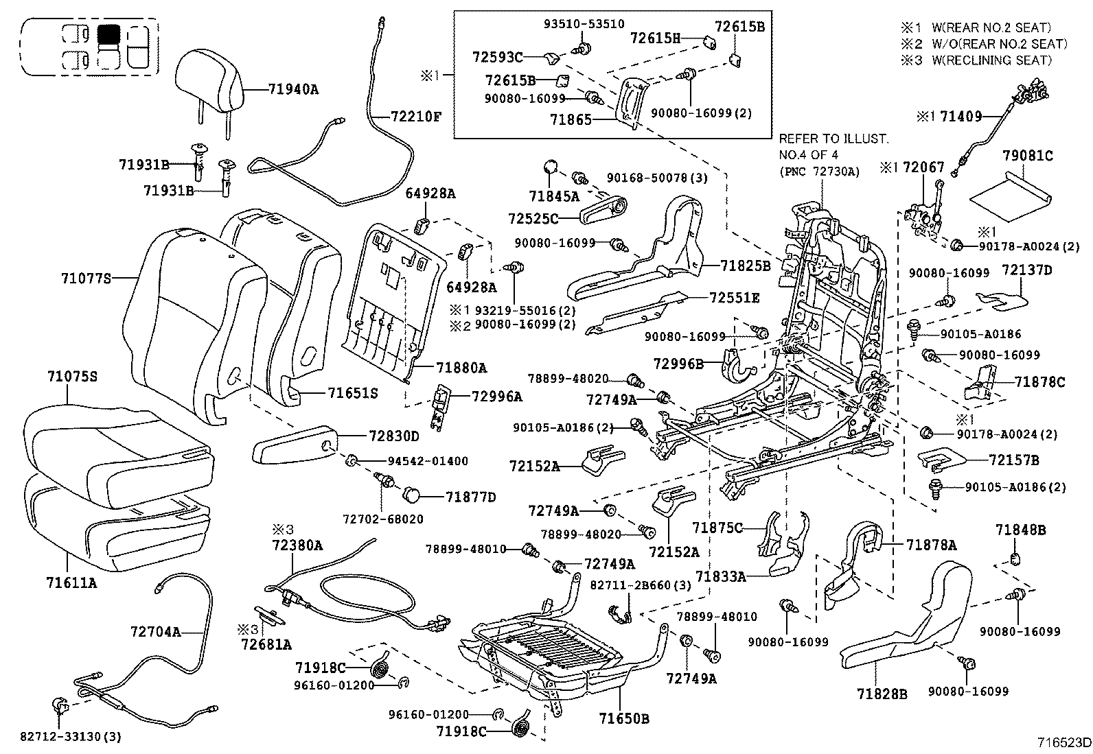 Toyota 71650-0E080 SPRING ASSY, REAR SEAT CUSHION, RH