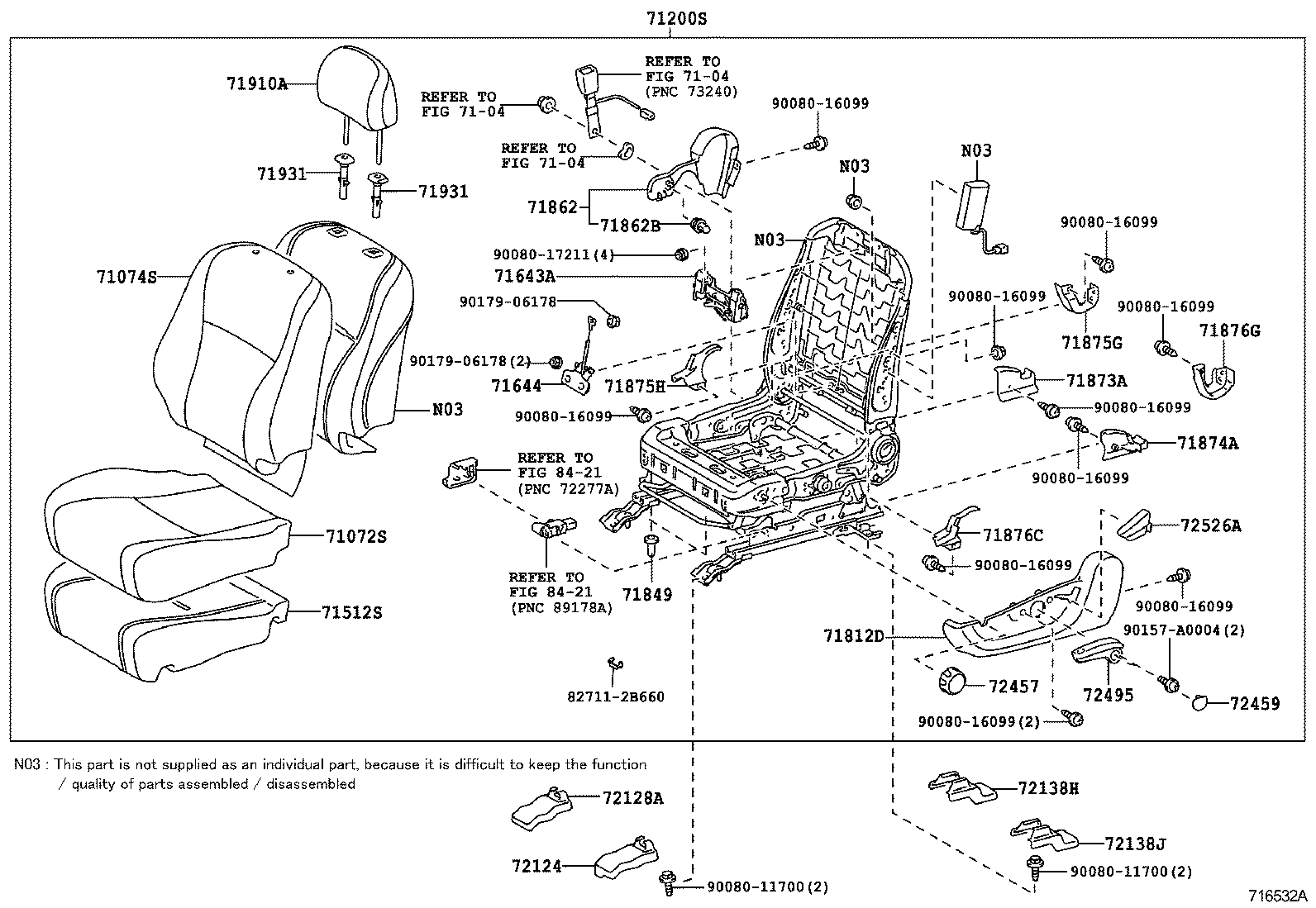 Toyota 71073-0E180-B0 COVER, FRONT SEAT BACK, RH(FOR SEPARATE TYPE)