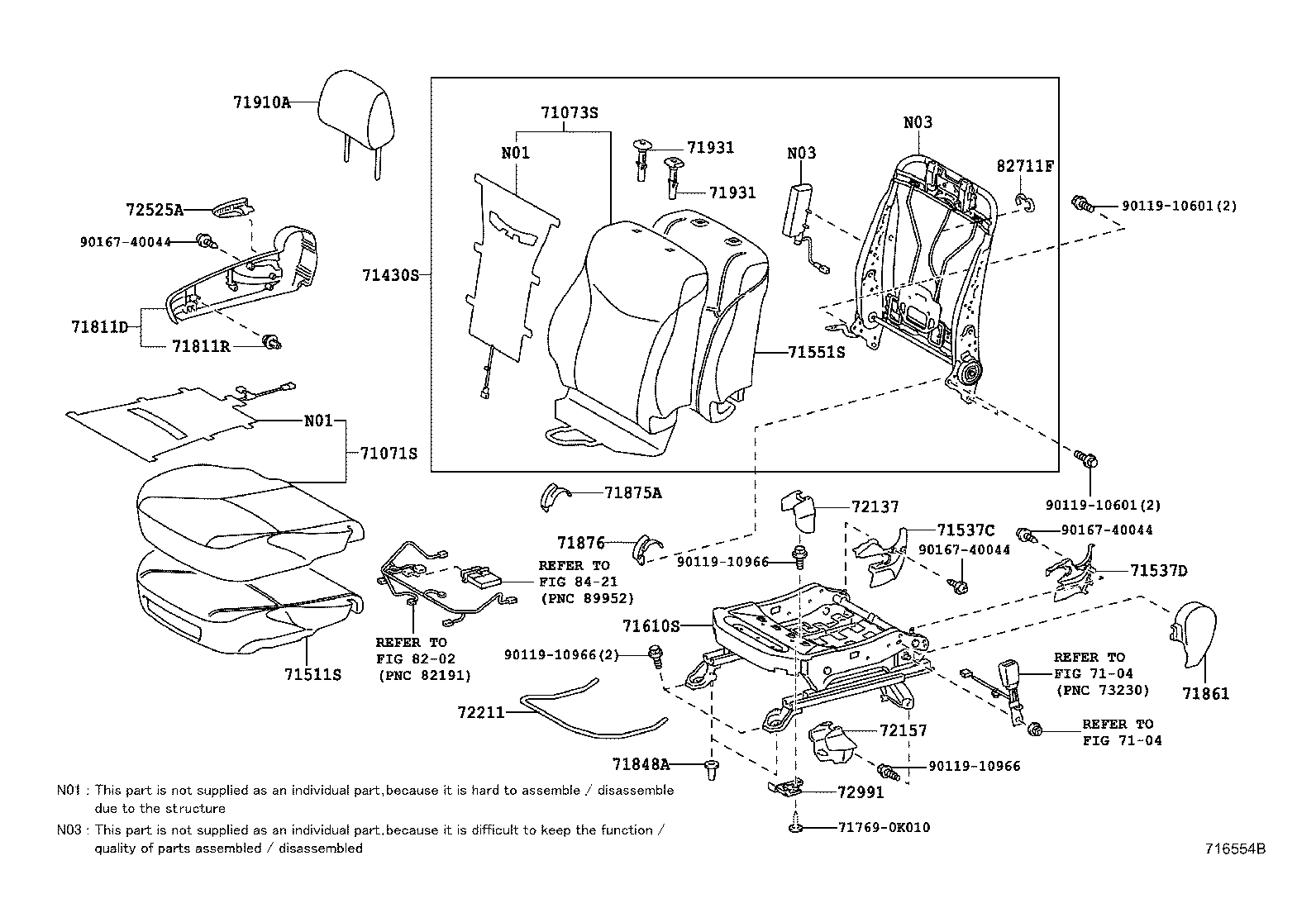 Toyota 71073-47260-G0 COVER, FRONT SEAT BACK, RH(FOR SEPARATE TYPE)