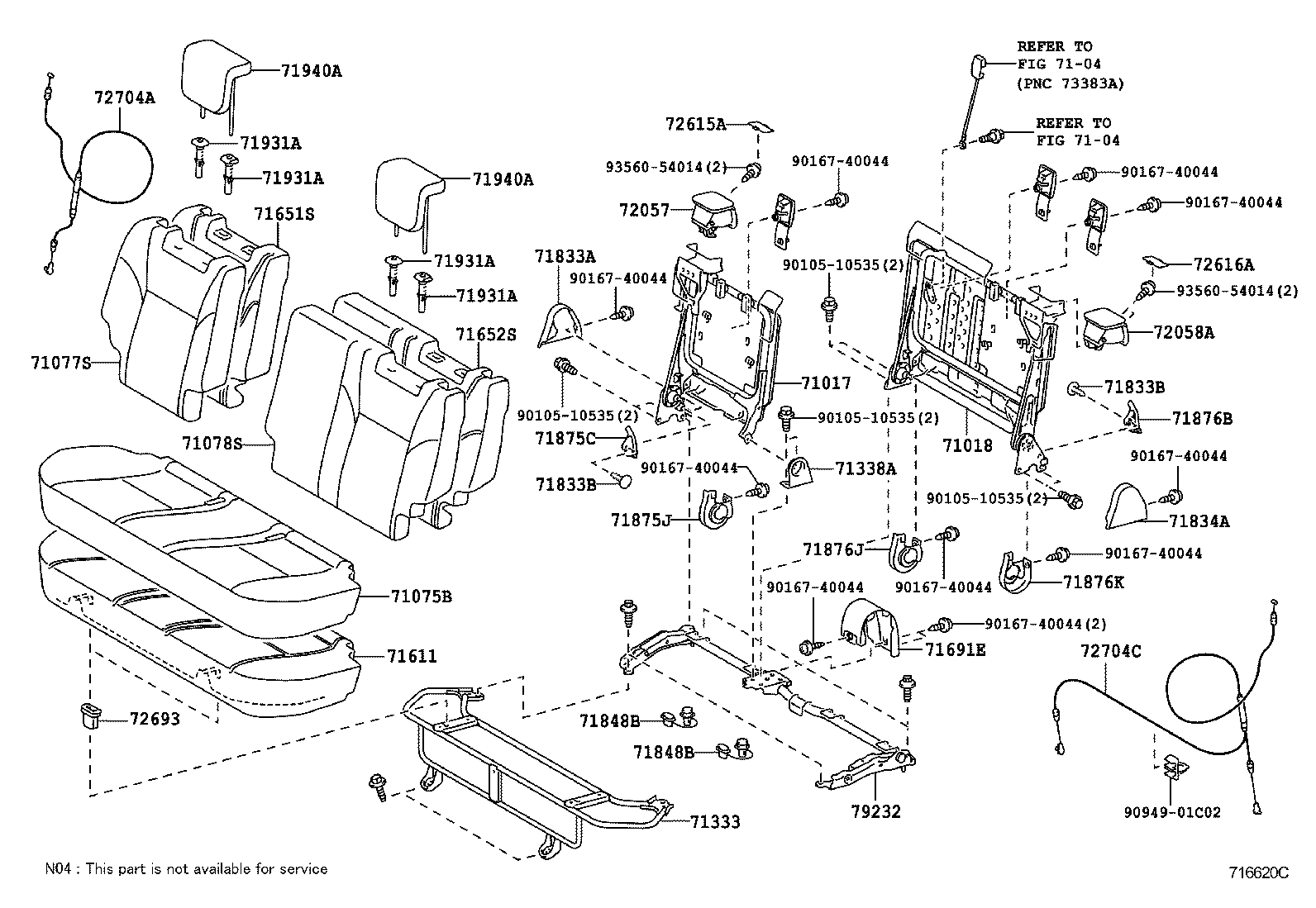 71016-0D040 FRAME SUB-ASSY, REAR SEAT CUSHION, LH product image