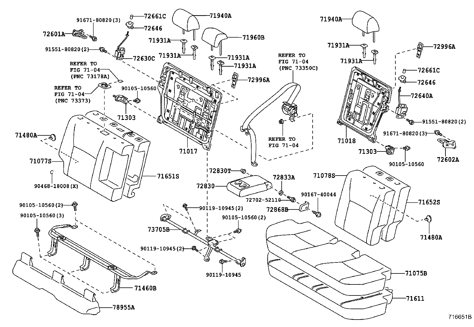 71017-12A70 FRAME SUB-ASSY, REAR SEAT BACK, RH product image
