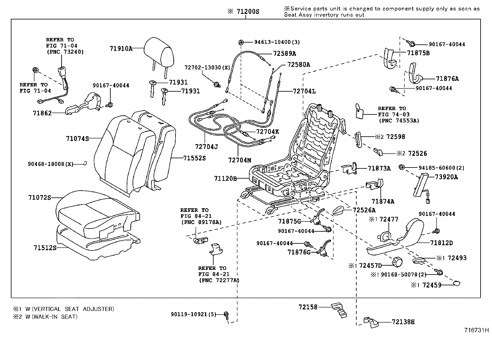 Toyota 71073-21371-B2 COVER, FRONT SEAT BACK, RH(FOR SEPARATE TYPE)