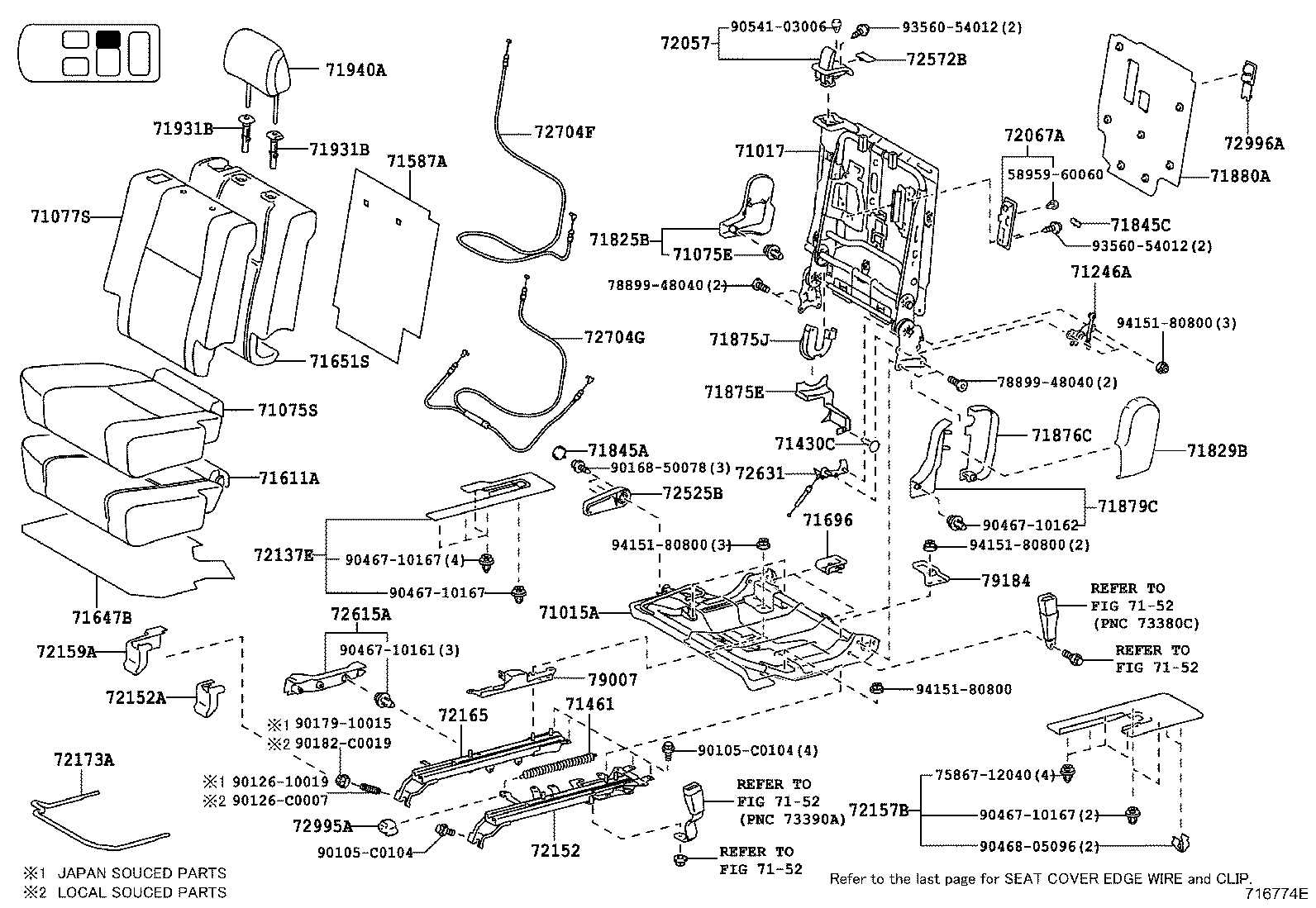 71017-0G011 FRAME SUB-ASSY, REAR SEAT BACK, RH product image