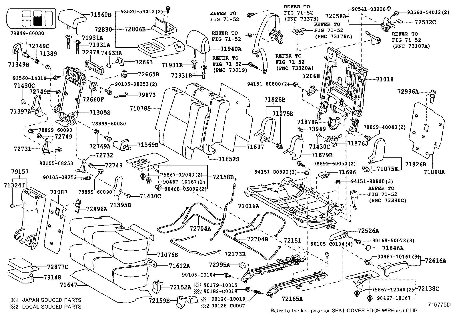 71017-0G011 FRAME SUB-ASSY, REAR SEAT BACK, RH product image