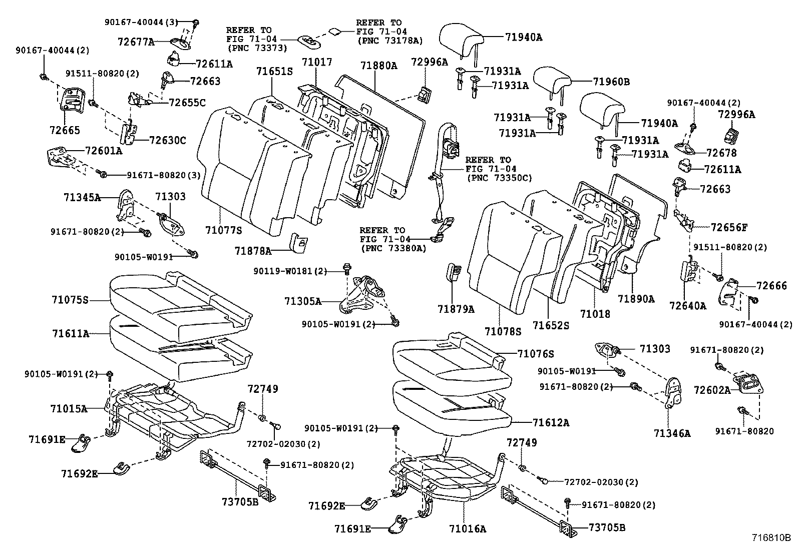 71015-02150 FRAME SUB-ASSY, REAR SEAT CUSHION, RH product image