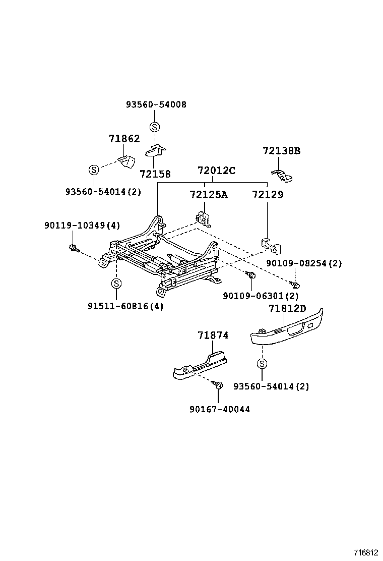 71013-33070 FRAME SUB-ASSY, FRONT SEAT BACK, RH product image
