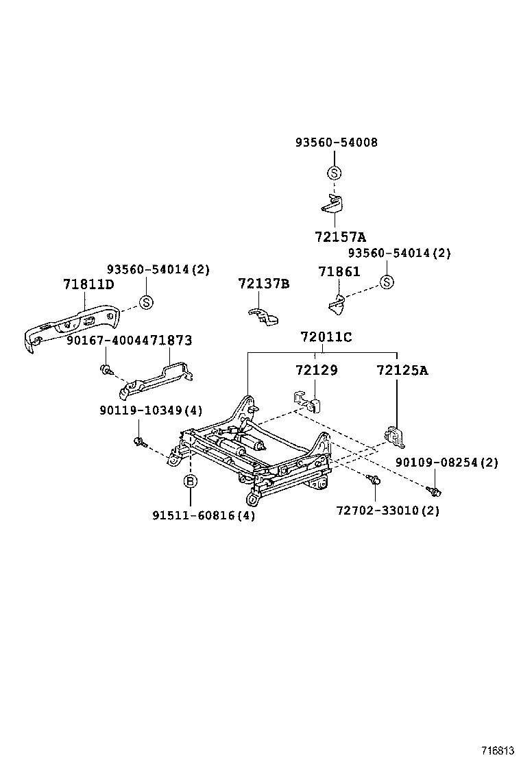 71013-33070 FRAME SUB-ASSY, FRONT SEAT BACK, RH product image