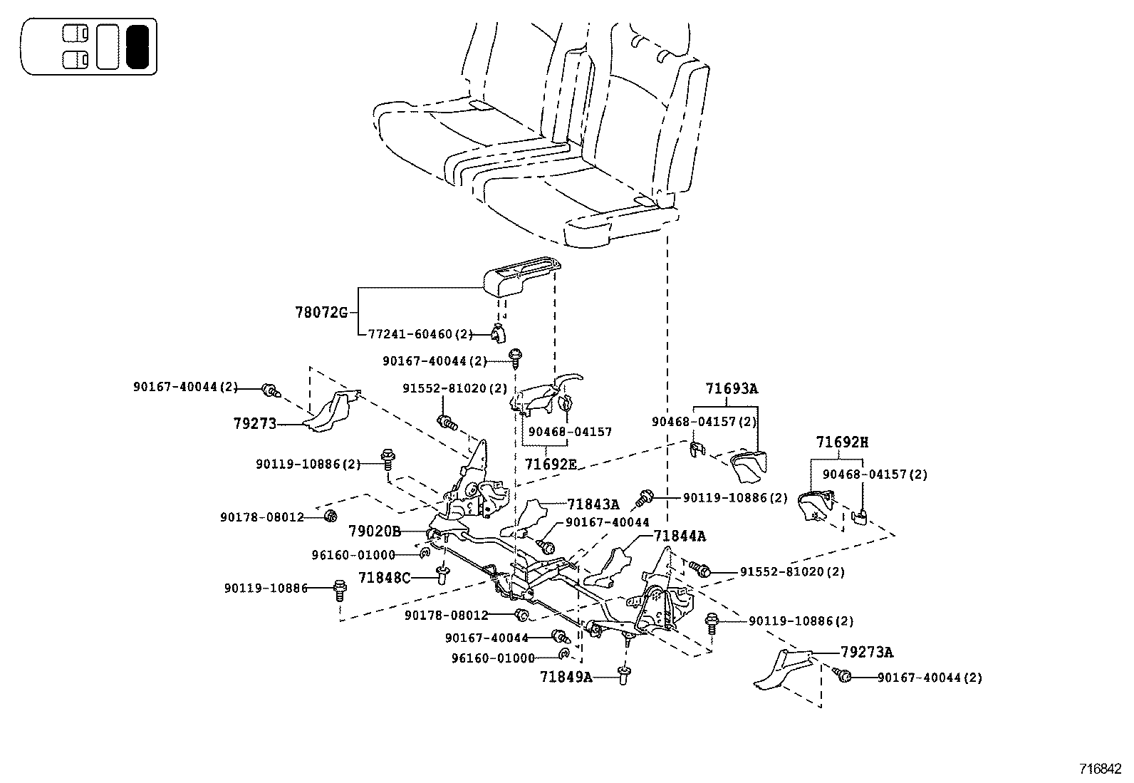 71017-48160 FRAME SUB-ASSY, REAR SEAT BACK, RH product image