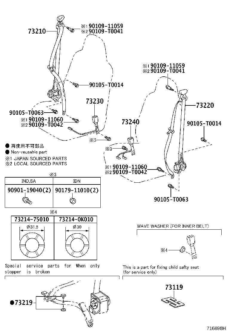 73223-0D010 COVER, SEAT BELT RETRACTOR product image