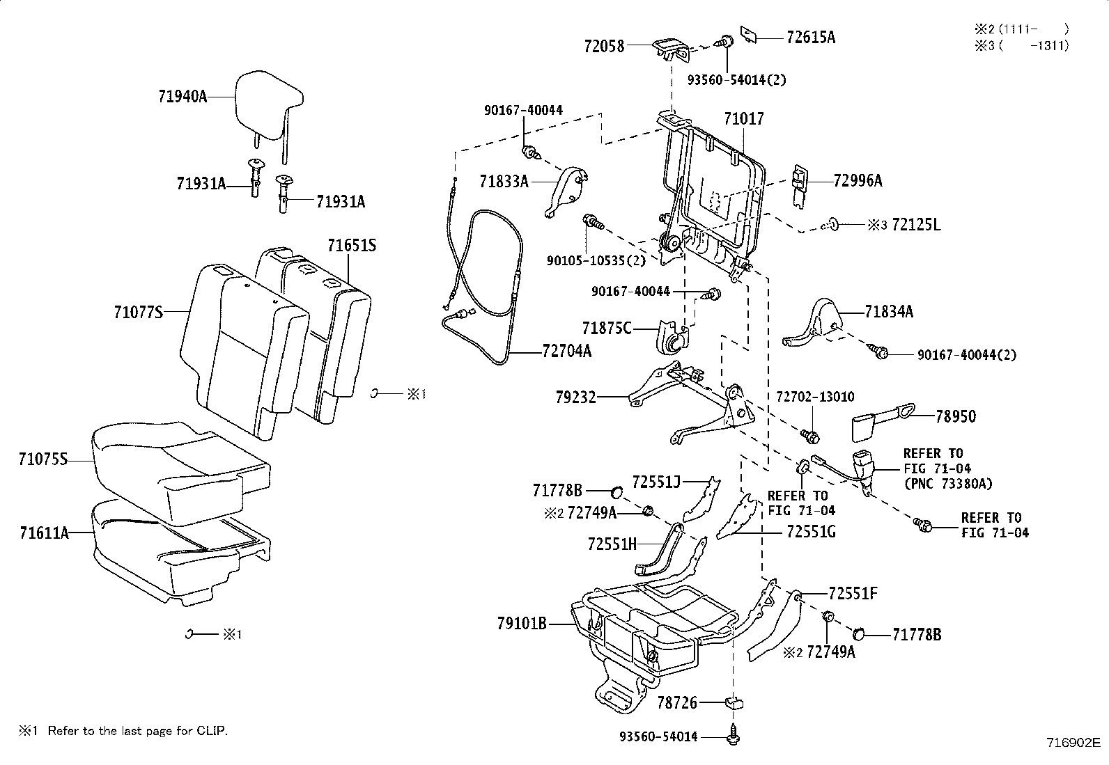 71308-52060 LEG, REAR NO.2 SEAT, RH product image