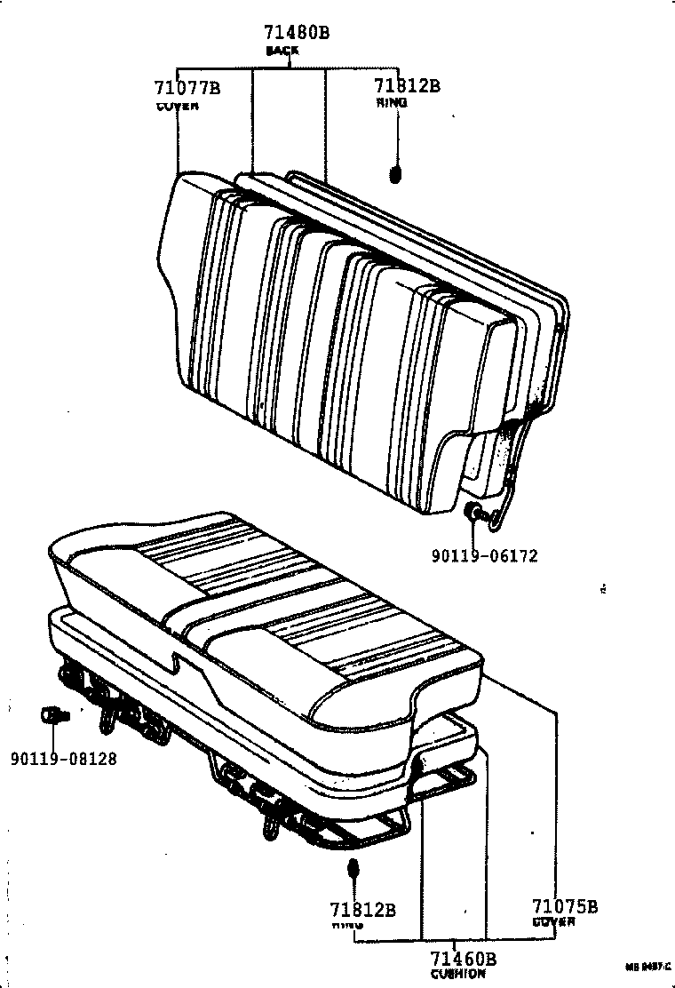 71460-12840-06 CUSHION ASSY, REAR SEAT (FOR BENCH TYPE) product image