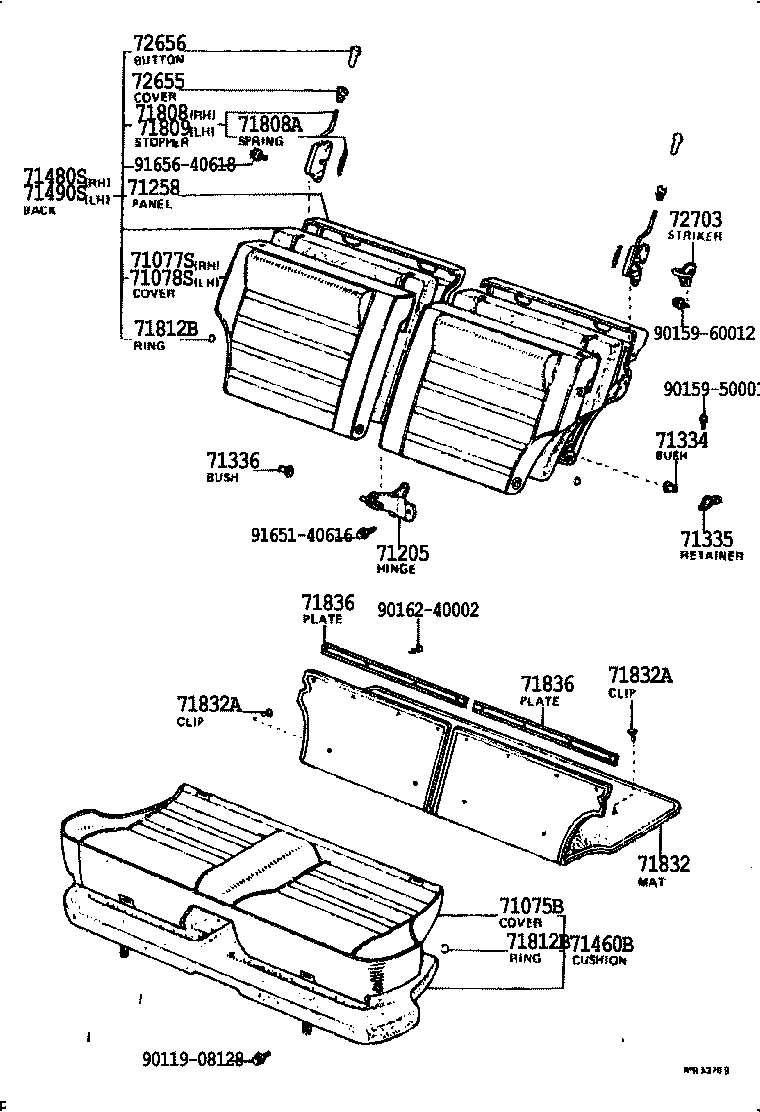 71460-12840-06 CUSHION ASSY, REAR SEAT (FOR BENCH TYPE) product image