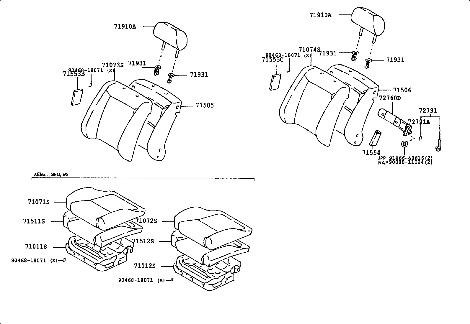71012-01010 FRAME SUB-ASSY, FRONT SEAT CUSHION, LH product image