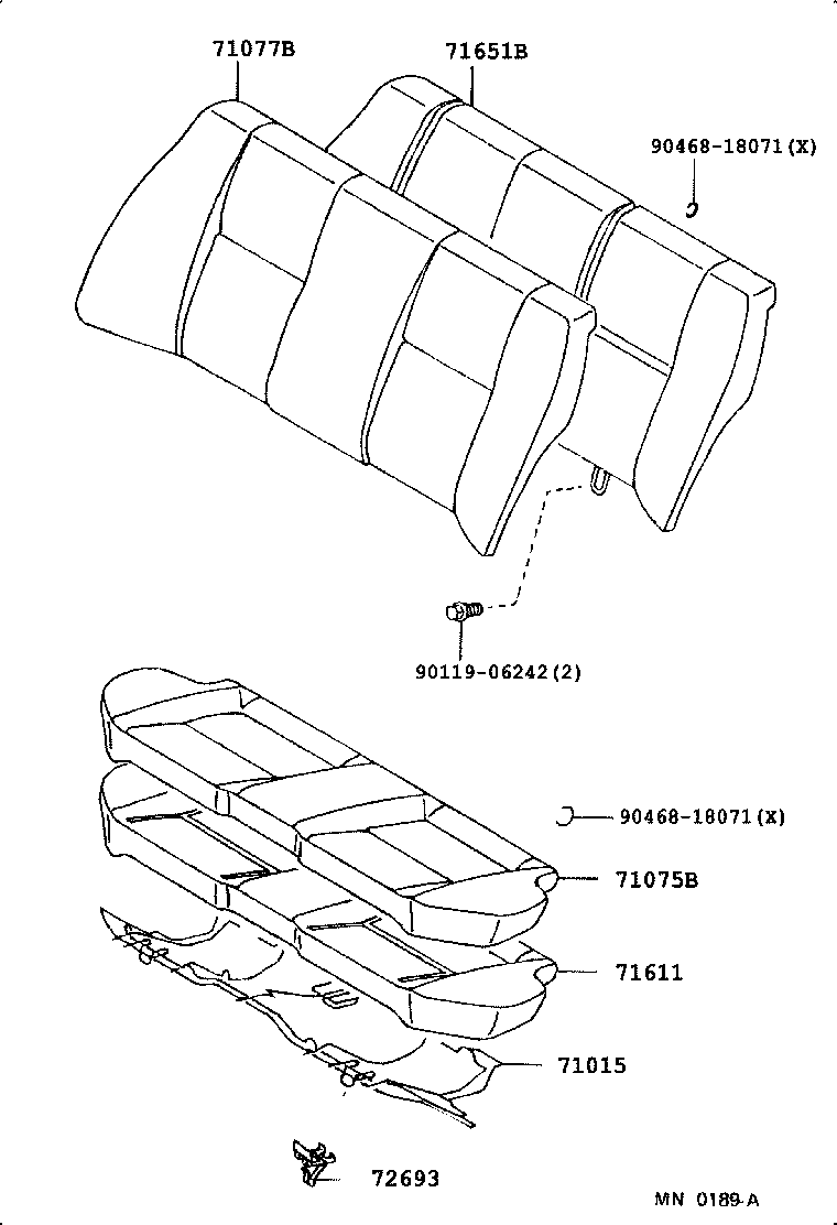 71017-02010 FRAME SUB-ASSY, REAR SEAT BACK, RH product image