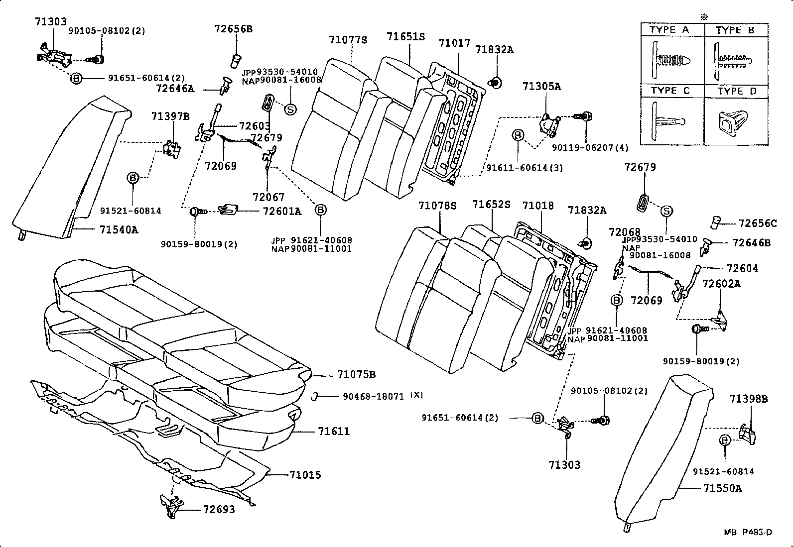 71017-02010 FRAME SUB-ASSY, REAR SEAT BACK, RH product image